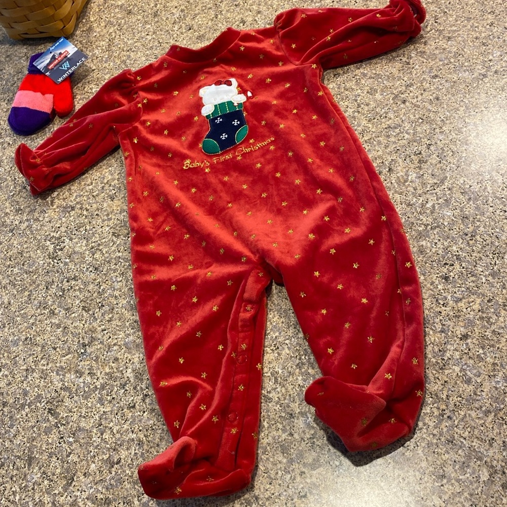 Simply Basic Baby’s First Christmas 3-6 Months Medium Red Gold Etc